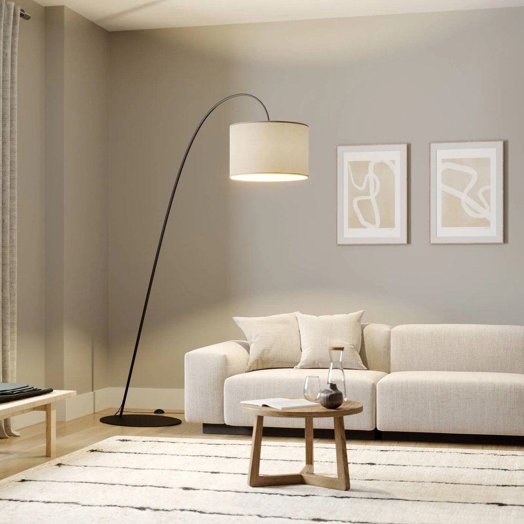 Nowodvorski Lighting Lampada ad arco Alice con paralume in tessuto color caffè