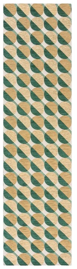 Passatoia giallo-verde 60x230 cm Carlos Circle Geo - Flair Rugs