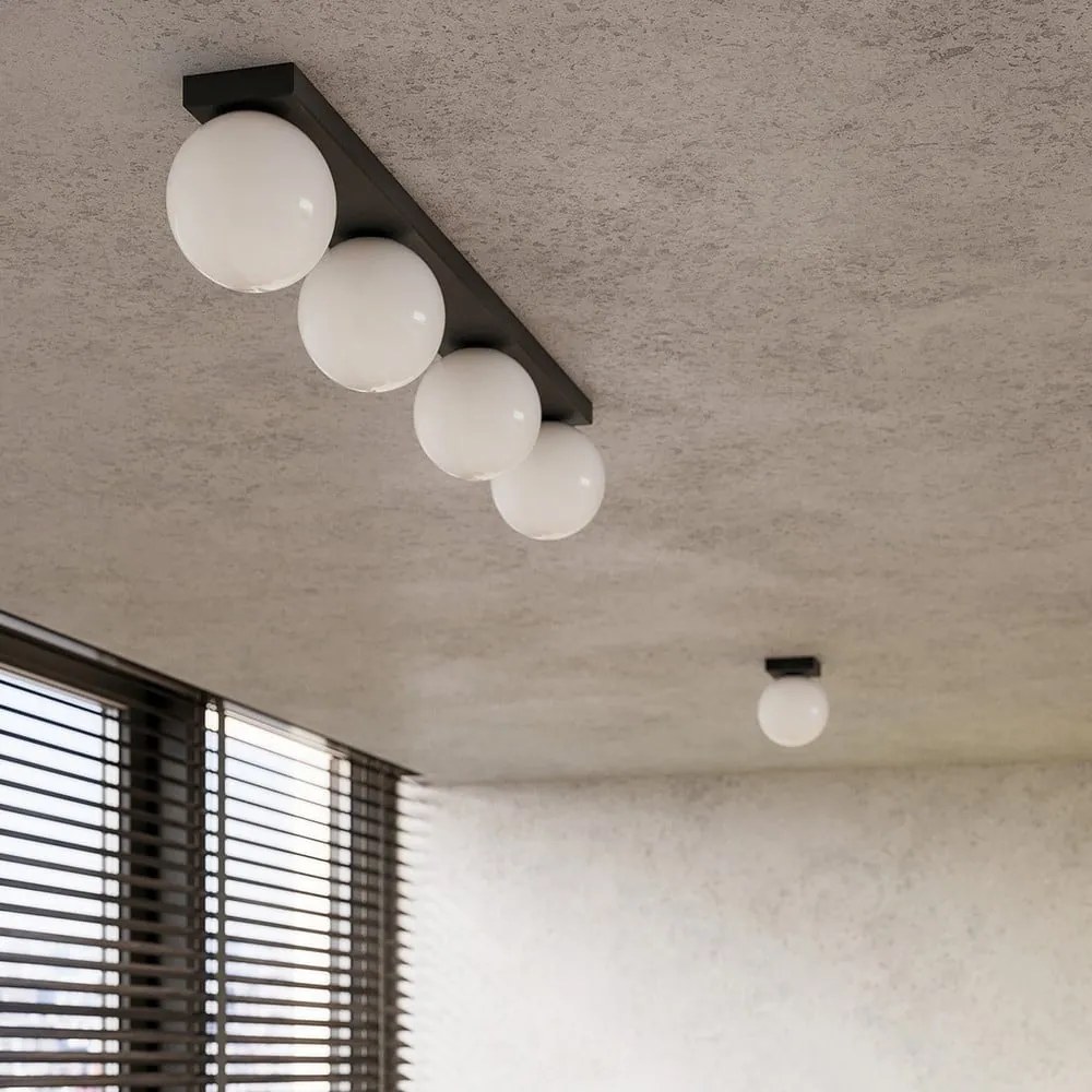 Lampada da soffitto nera con paralume in vetro ø 12 cm Umerta - Sollux