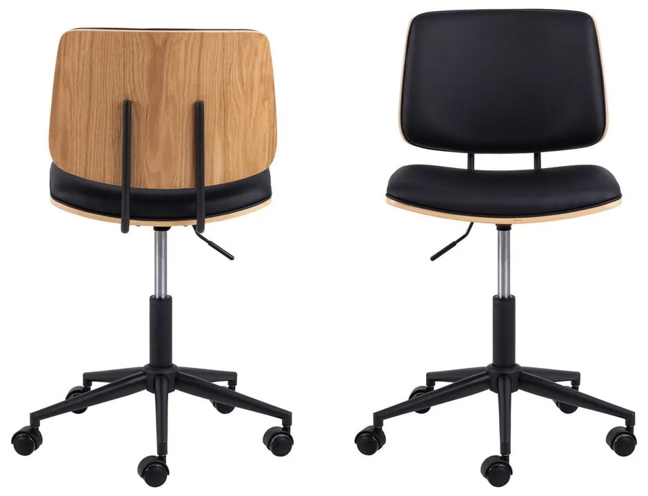 Sedia da ufficio in similpelle nera Owen - Actona