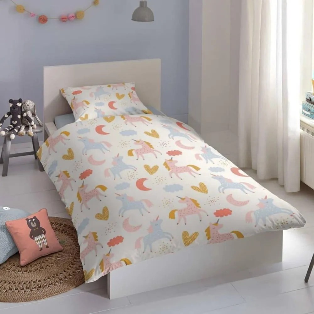 Biancheria da letto in cotone per bambini Unicorno, 140 x 220 cm - Good Morning