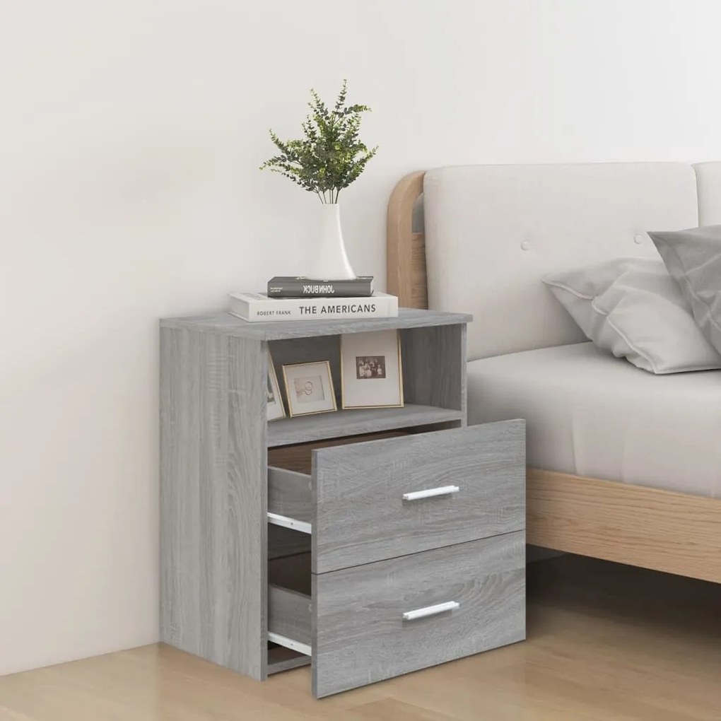 Comodini 2 pz grigio sonoma 50x32x60 cm