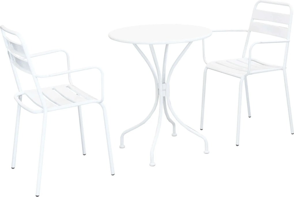 ROMANUS - set tavolo in metallo cm Ø 60 x 71h con 2 poltrone Romanus