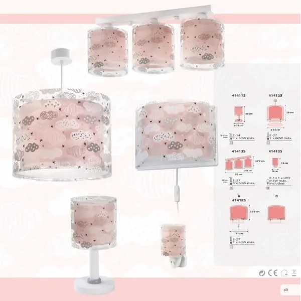 Dalber D-41412S - Lampadario per bambini NUVOLE 1xE27/60W/230V