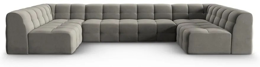 Divano angolare in velluto grigio (a U) Kendal - Micadoni Home