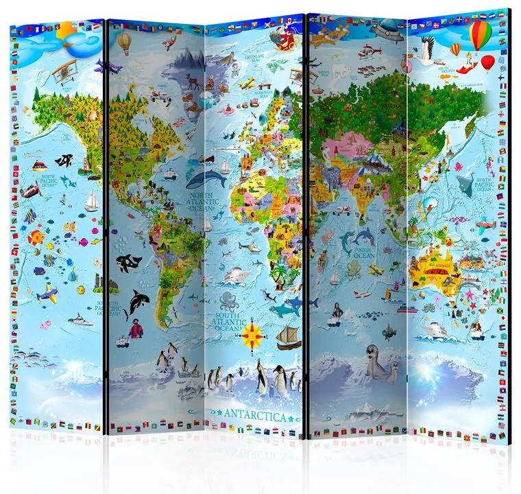 Paravento World Map for Kids II [Room Dividers]