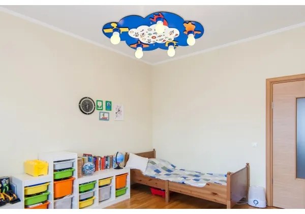 Plafoniera da soffitto per bambini LUCCA 5xE27/24W/230V blu