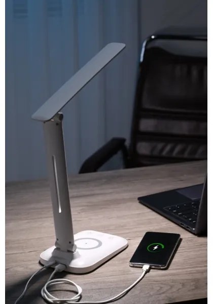 Immax 09107L - Lampada da tavolo LED dimmerabile con ricarica wireless QI LUMI LED/7W/230V bianco