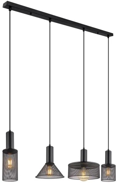 Globo 15648-4H - Lampadario a sospensione con filo JEDD 4xE27/60W/230V nero