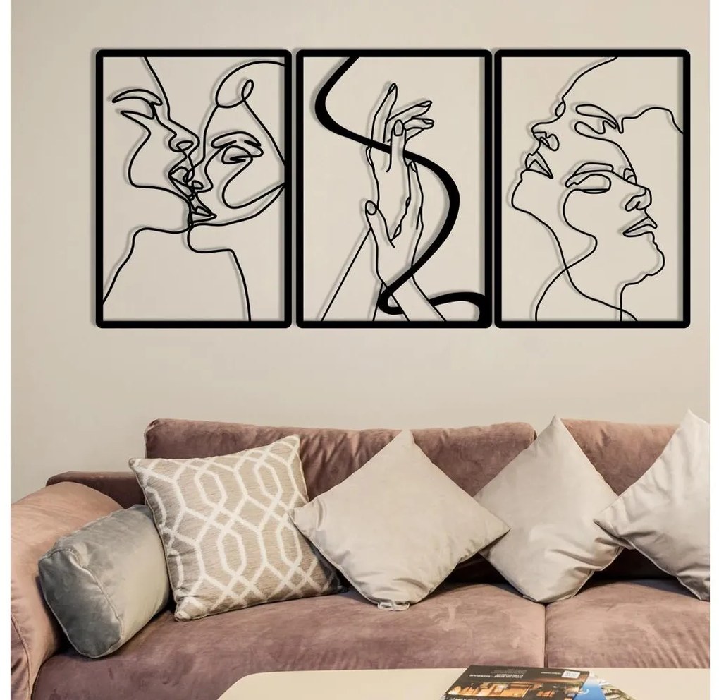 SET 3x Decorazione da muro 109x50 cm amore metallo