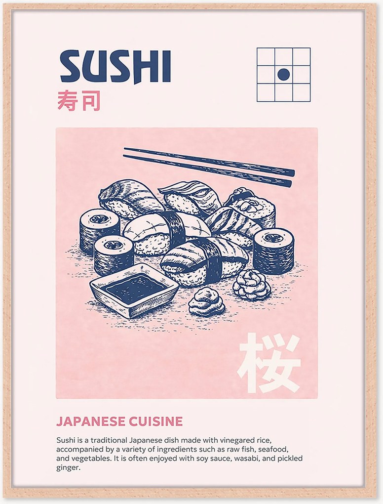 Stampa digitale incorniciata fatta a mano Sushi
