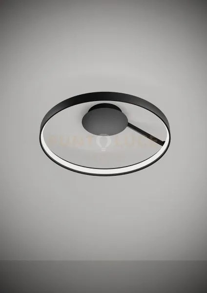 Anello lampada da parete o  soffitto nero verniciato diam.55cm 3000...