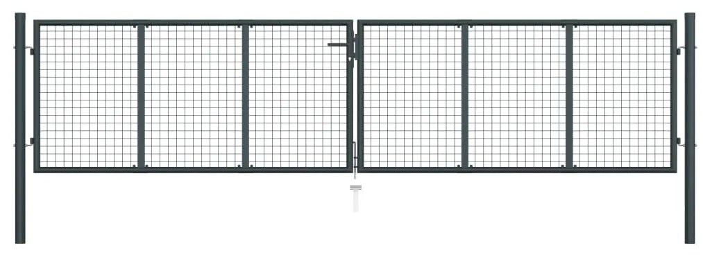 Cancello Per Giardino İn Acciaio Zincato 400x125cm Grigio /