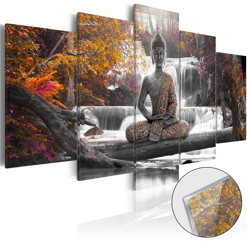 Quadri su vetro acrilico  Autumnal Buddha [Glass]  Colore Arancione, Dimensioni e Misure 100x50