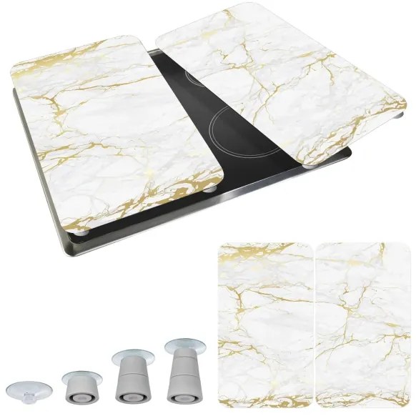 WENKO 53901100 - Copertura per piano cottura 30x52 cm bianco/grigio/trasparente