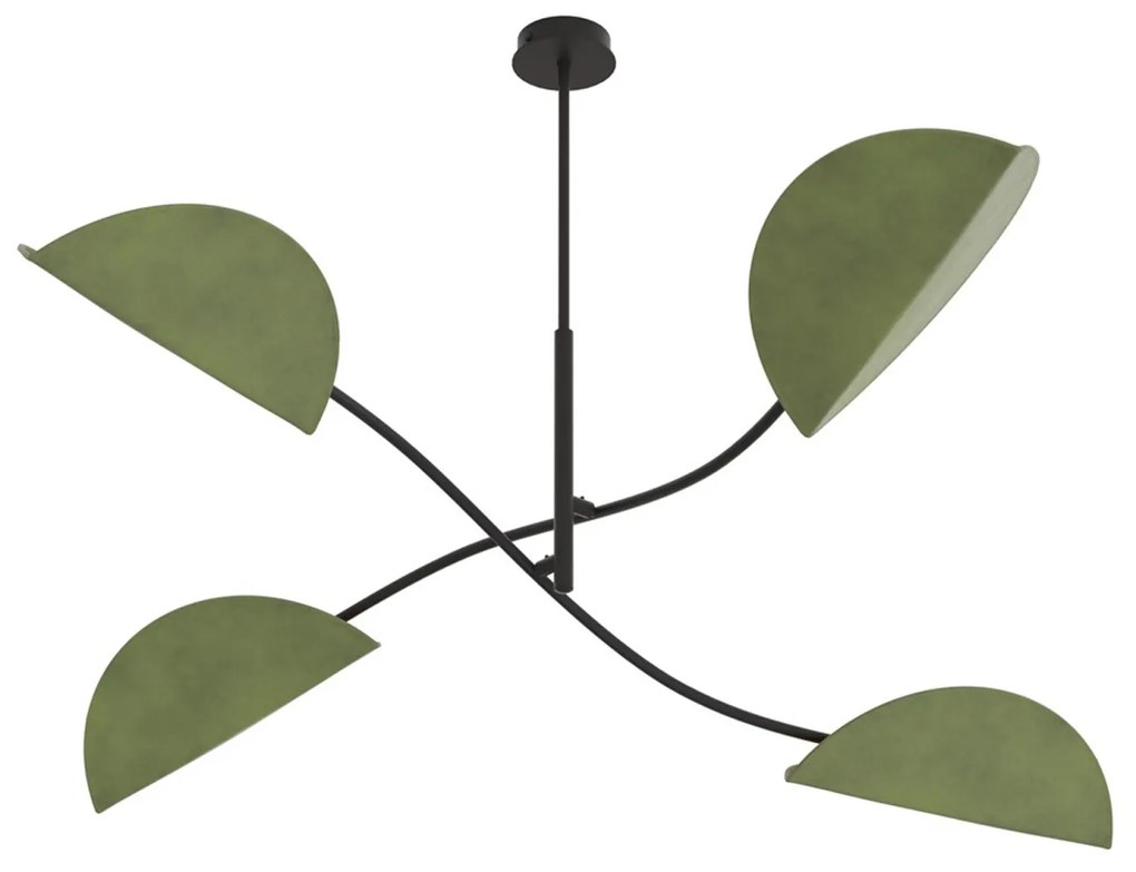 Plafoniera Moderna Ares Acciaio Nero Verde 4 Luci E14 Ip20