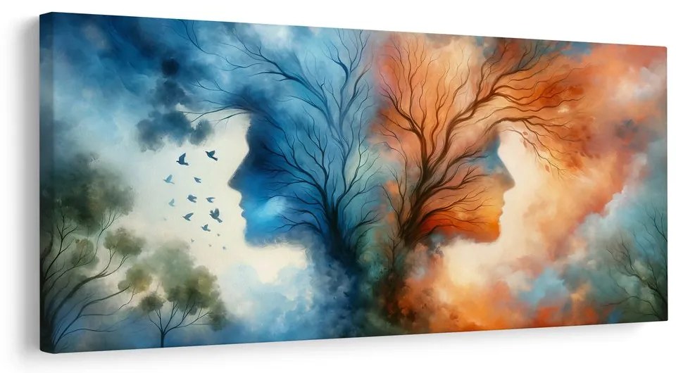 Quadro su tela – Volti nelle chiome degli alberi
