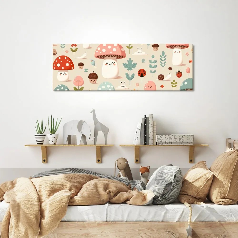 Quadro su tela – Foresta colorata e fiorellini