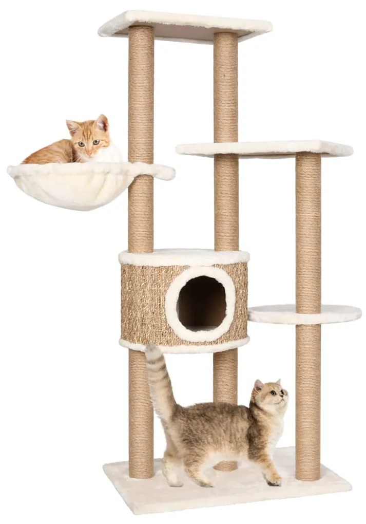 Albero per gatti con palo tiragraffi 126 cm in giunco