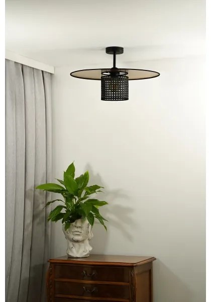 Duolla - Lampadario a plafone TOKYO RATTAN 1xE27/15W/230V diametro 50 cm oro/nero