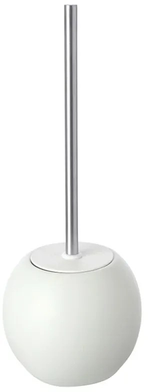 Portascopino Tondo Ceramica Bianco e manico in acciaio Oslo