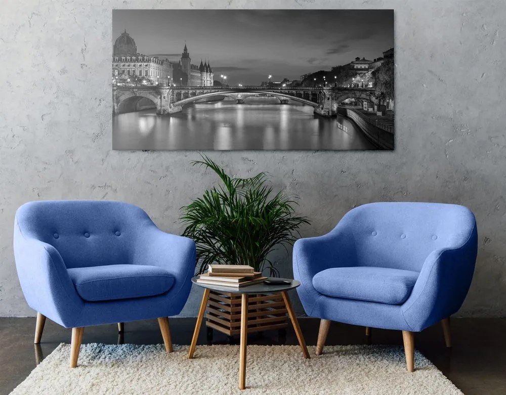 Quadro su tela – Panorama abbagliante di Parigi in bianco e nero