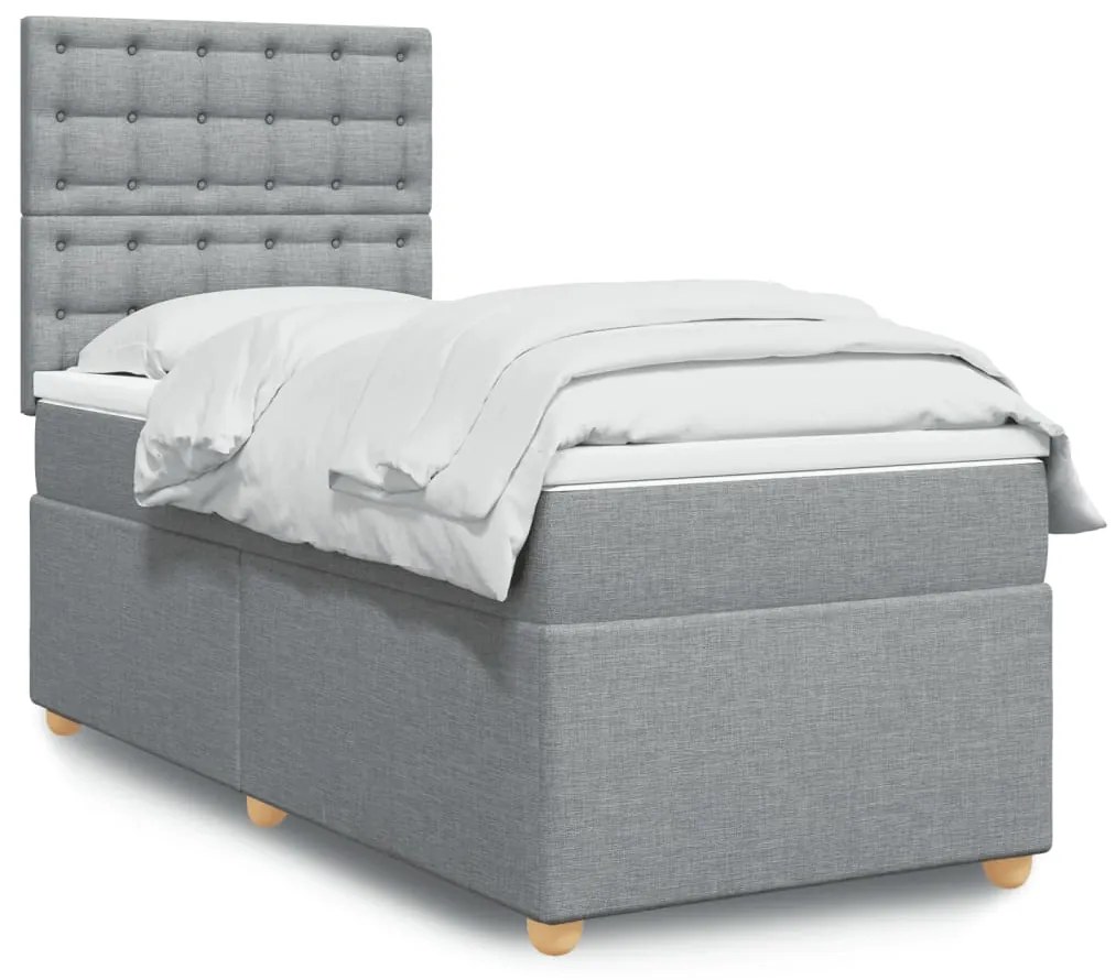 Giroletto A Molle Con Materasso Grigio Chiaro 80x200 Cm Tessuto /