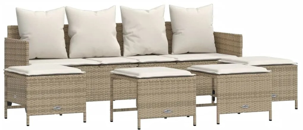 Set divano da giardino 5 pz con cuscini beige in polyrattan