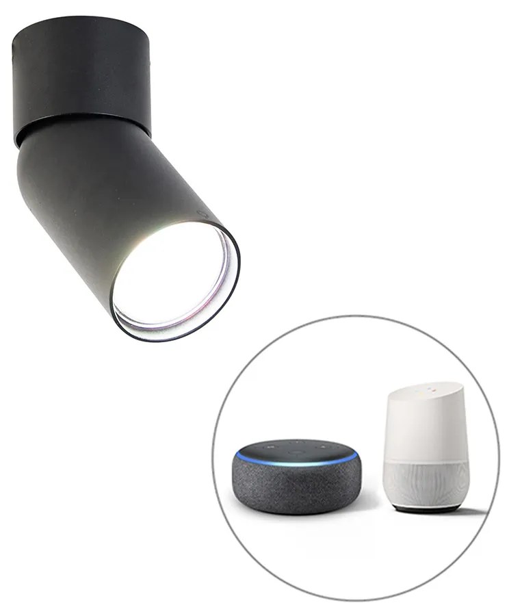 Faretto moderno intelligente nero con Wi-Fi GU10 - Falo