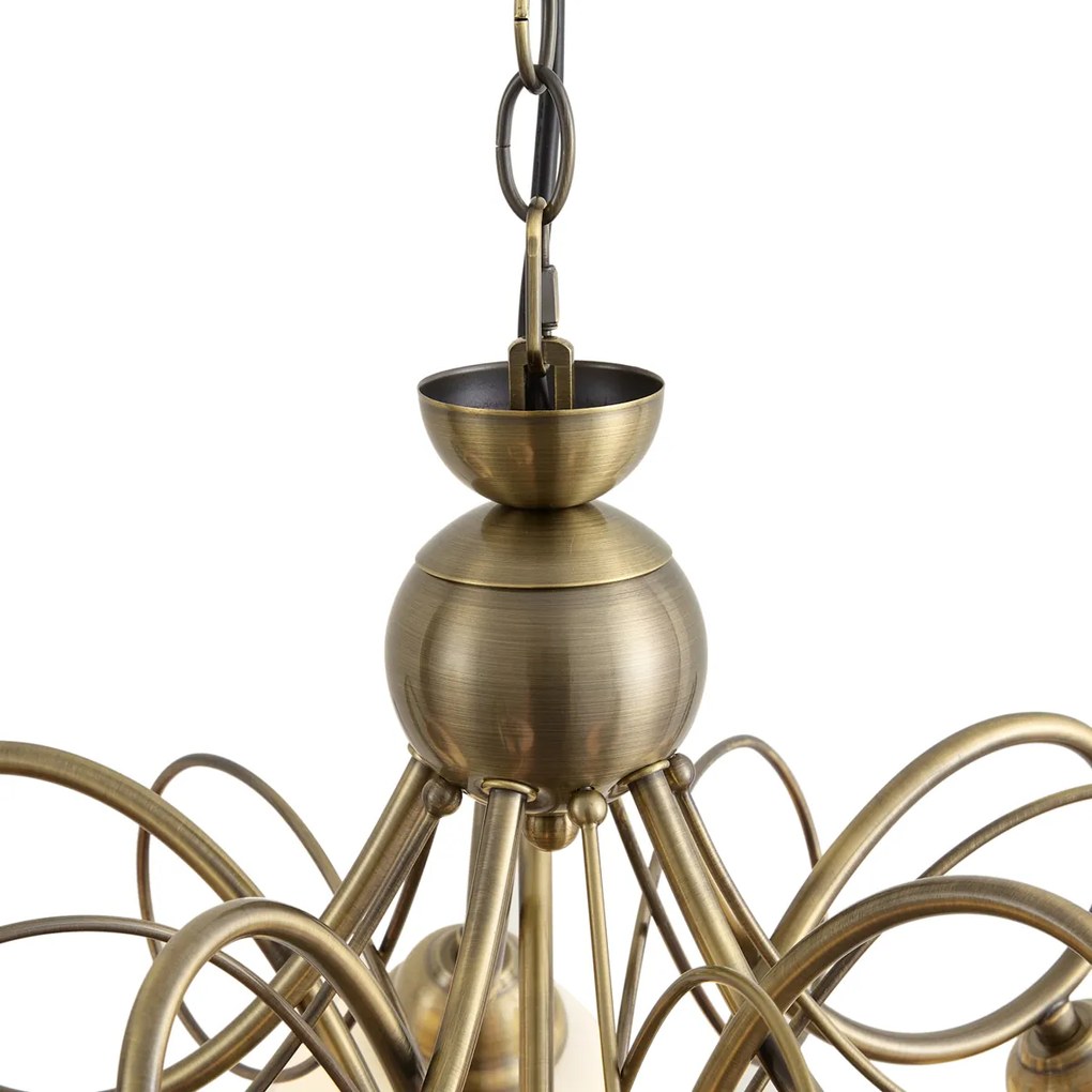 Lampada a sospensione classica bronzo con vetro opale 5 luci - Katarina