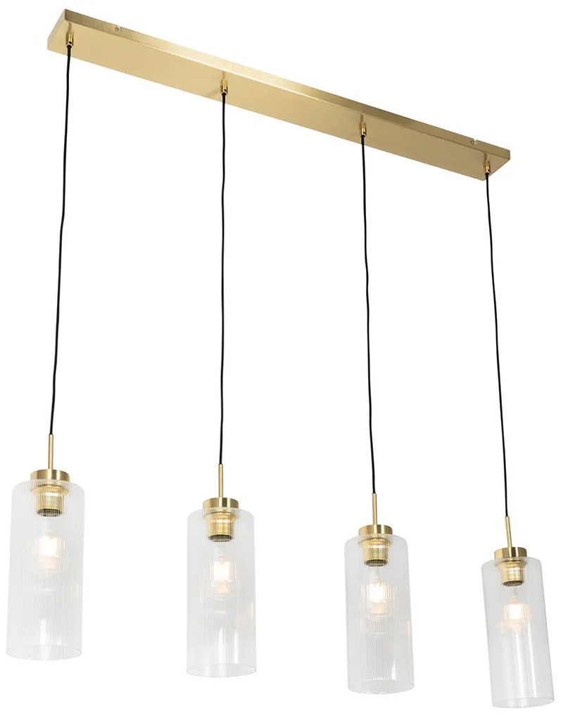 Lampada a sospensione Art Déco oro con vetro 4 luci - Laura