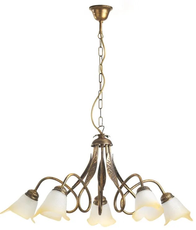 Lampadario Country charm Lampadario DOPPIO GIRO 5 - E14 beige paralume bianco 5x E14 Ø75cm