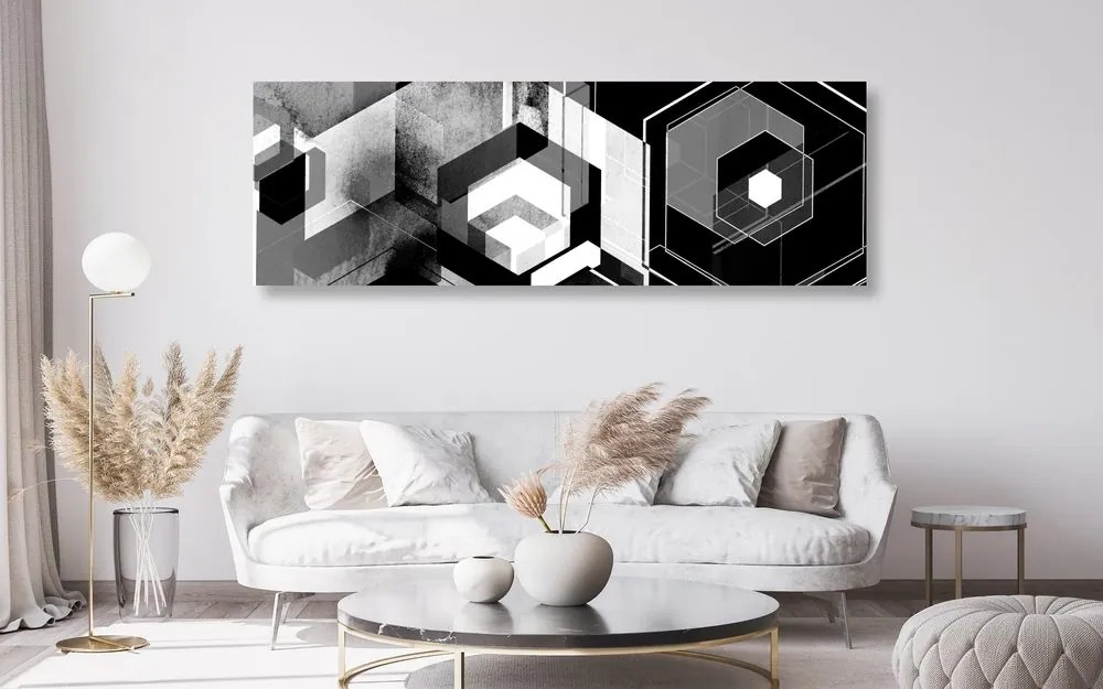 Stampa su tela – Geometria futuristica in bianco e nero