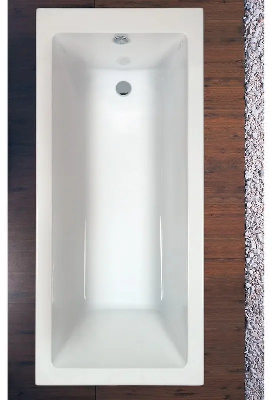 Kamalu - Vasca da bagno rettangolare 170x75cm in acrilico bianco lucido | KM200