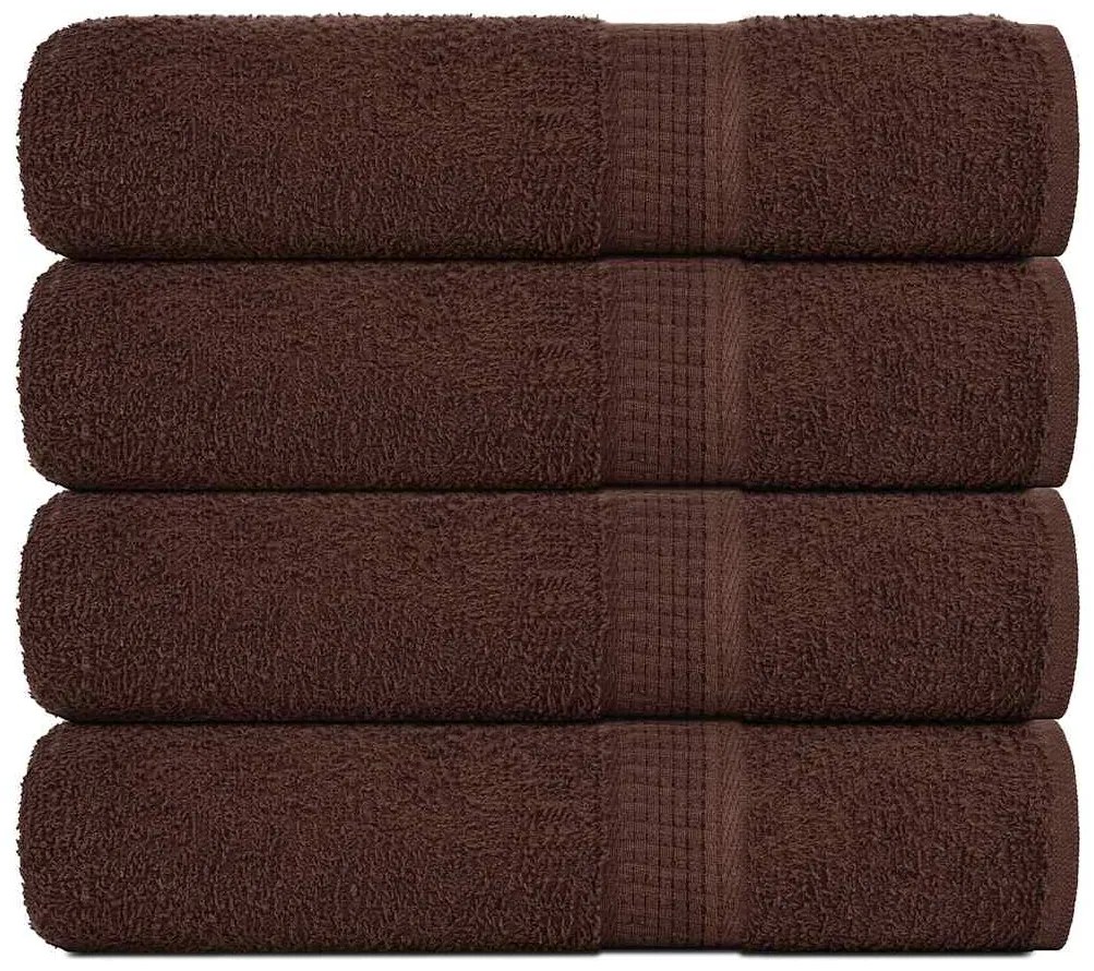 Asciugamani Da Bagno 4 Pz Marrone 100x150cm 360g/m² 100% Cotone /