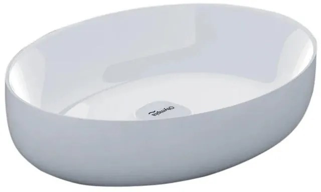 Lavabo da appoggio Metamorfosi OLYMPIA CERAMICA ovale in ceramica L 55 x H 14 x P 42 cm bianco lucido