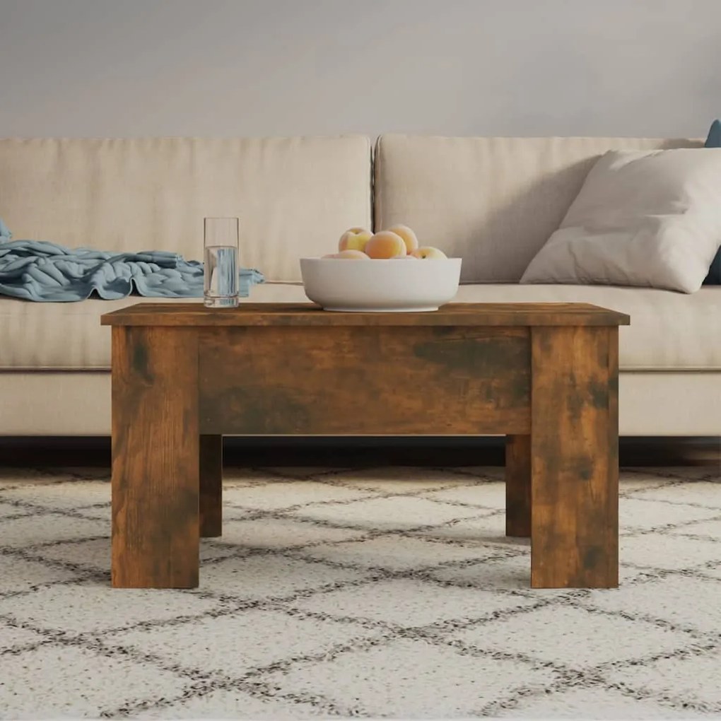 Tavolino Da Salotto Rovere Fumo 79x49x41cm İn Legno Multistrato /