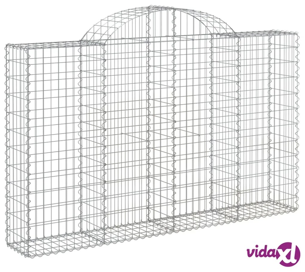 vidaXL Cesti Gabbioni ad Arco 2 pz 200x30x120/140 cm Ferro Zincato