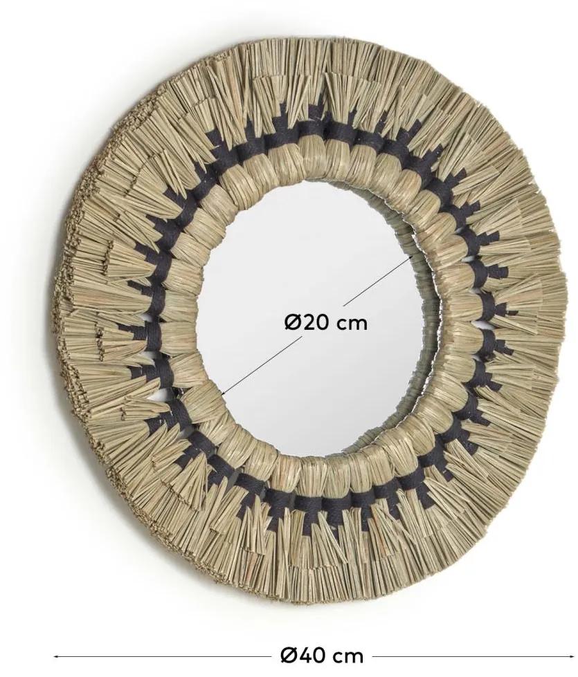 Kave Home - Specchio rotondo Akila in fibre naturali verdi e corda di cotone nero Ã˜ 40 cm
