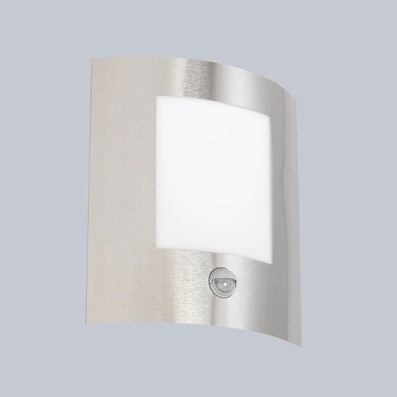 Lampada da parete per esterni moderna in acciaio con sensore di movimento IP44 - Emmerald 1