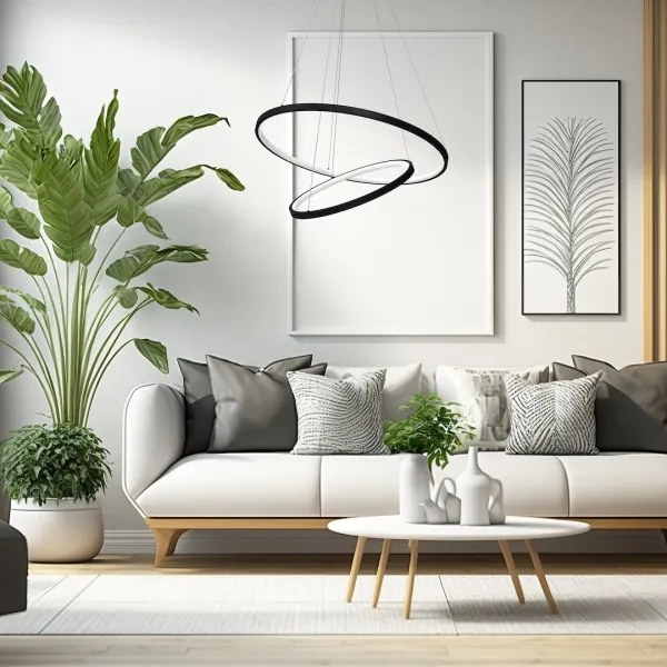 Lampadario LED a sospensione con filo HOOP LED/51W/230V diametro 60 cm 4000K nero