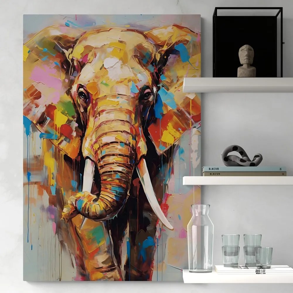 Quadro su tela – Elefante stiloso con imitazione di pittura
