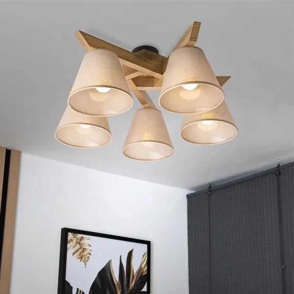 Brilagi - LED  Lampadario a plafone ANTHONY 5xE14/40W/230V quercia/beige