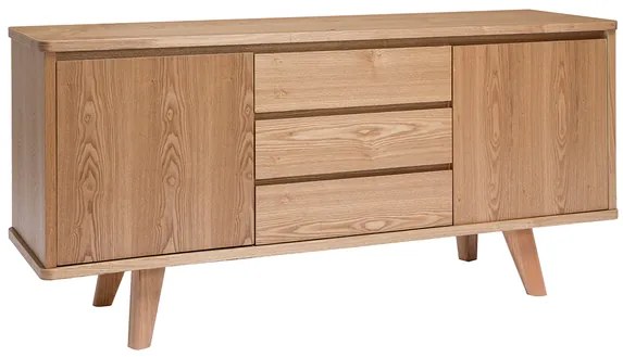 Credenza scandinava frassino con ante e cassetti L160 cm FIFTIES