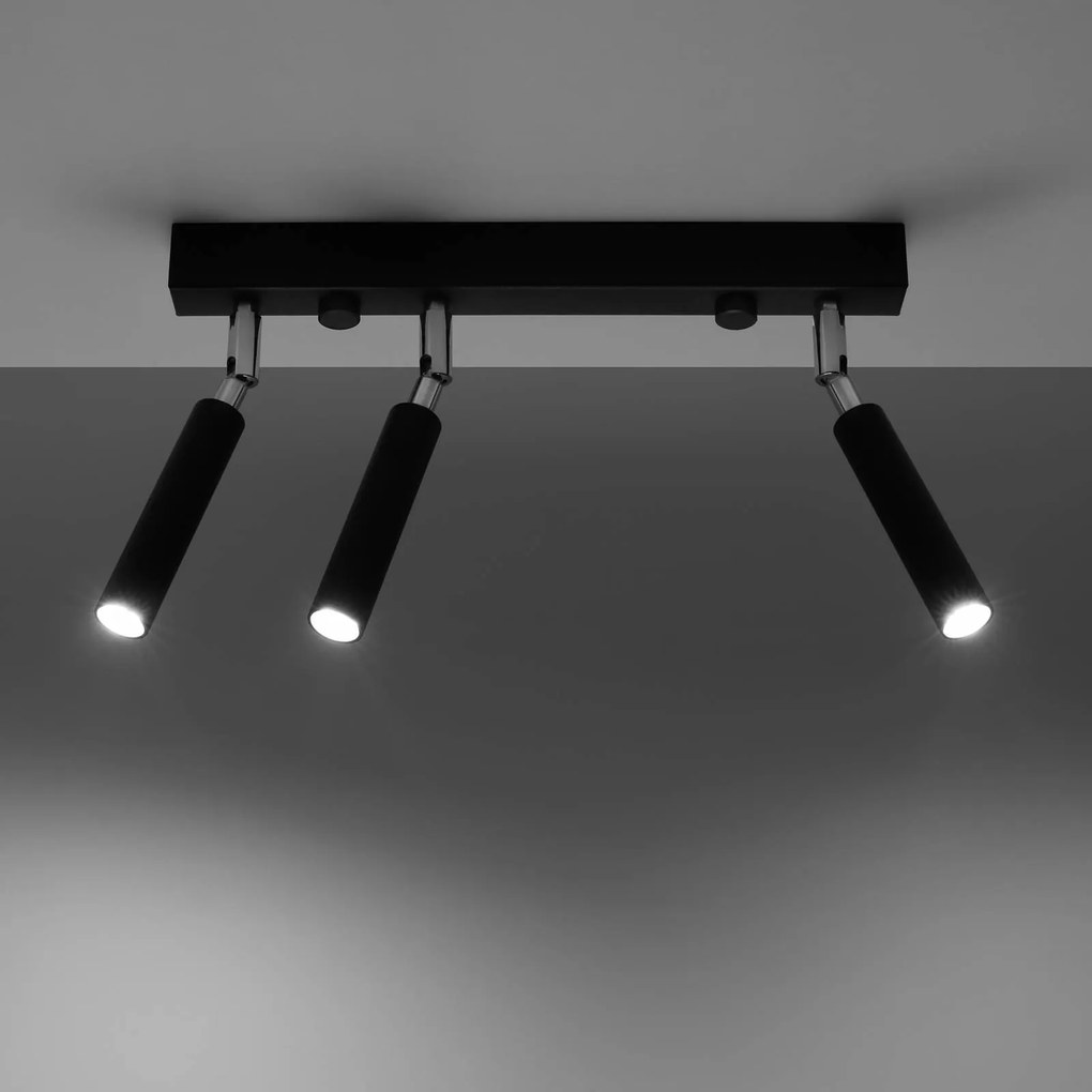 Euluna Nicanor spot da soffitto nero/cromo 3 luci