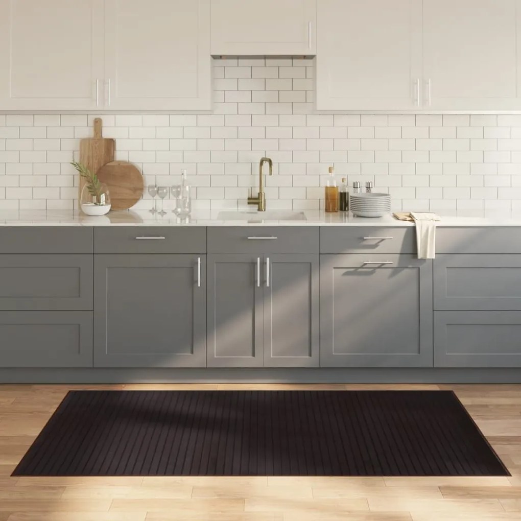Tappeto Rettangolare Marrone Scuro 100x200 Cm İn Bambù /