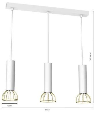 Lampadario su corda DANTE 3xGU10/25W/230V bianco/oro