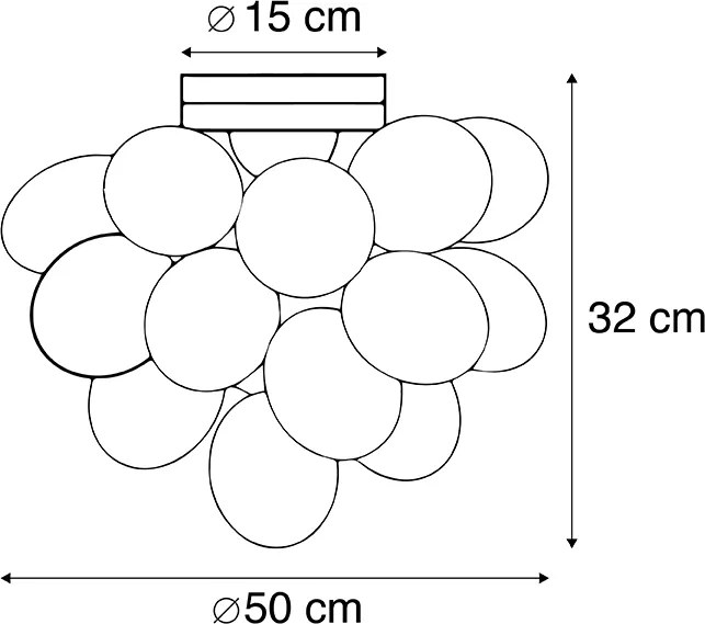 Plafoniera di design nera con vetro fumé 6 luci - Uvas