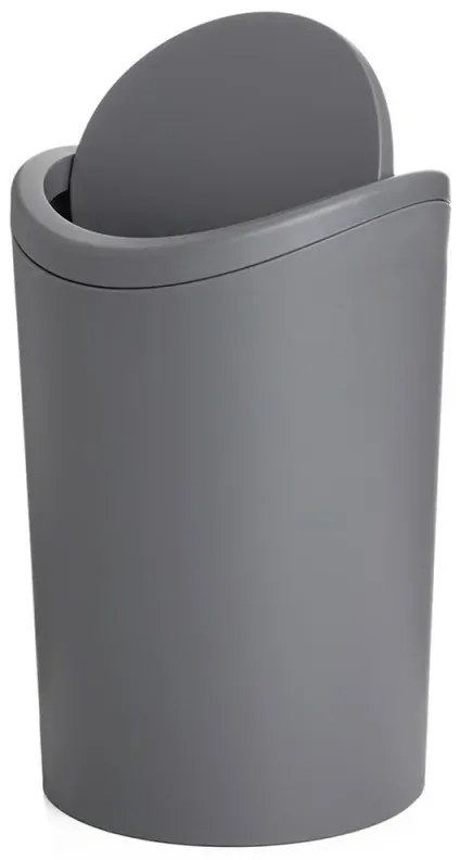 Pattumiera bagno in polipropilene grigio 6 Lt con coperchio basculante