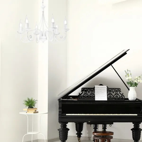 Lampadario a sospensione con catena DONATO 6xE14/40W/230V bianco